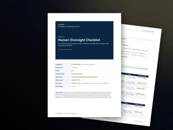 Human Oversight Checklist: pages from the template