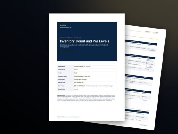 Inventory Count and Par Levels SOP: pages from the template