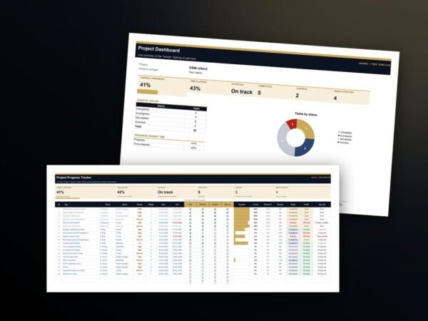 Project Progress Tracker: the Tracker and Dashboard sheets