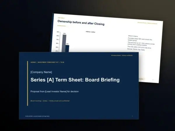 Term Sheet Board Briefing Deck: pages from the template